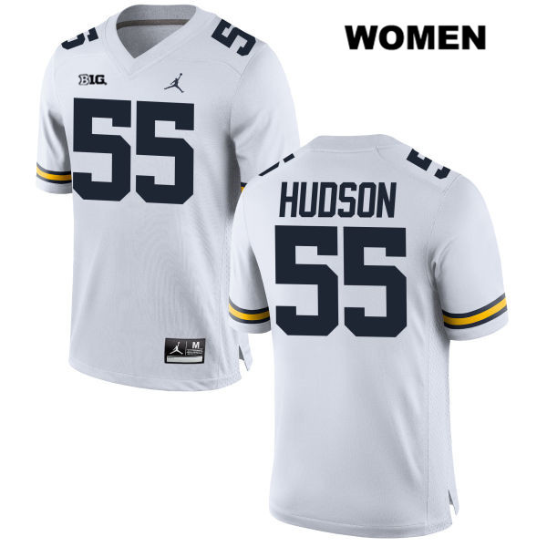Women's NCAA Michigan Wolverines James Hudson #55 White Jordan Brand Authentic Stitched Football College Jersey FV25D25HR